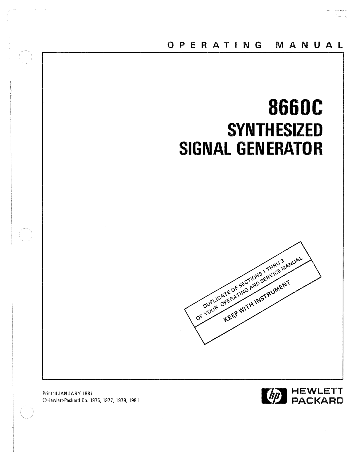 HP (Hewlett-Packard) 8660c User Manual