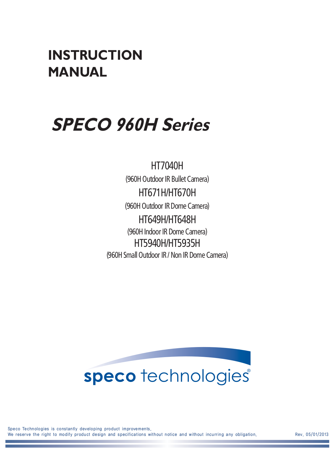 Speco HT7040H, HT649H, HT648H, HT5940H, HT7042H User Manual