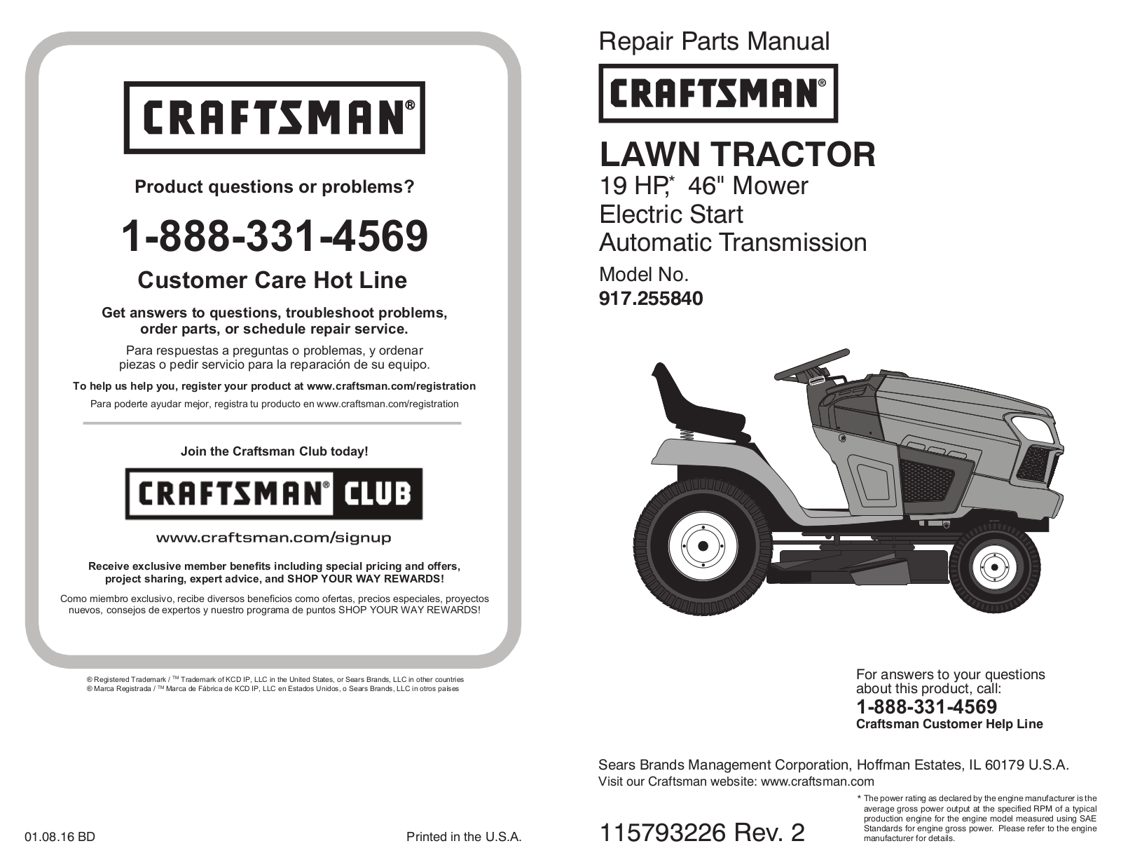 Craftsman 917.255840 User Manual