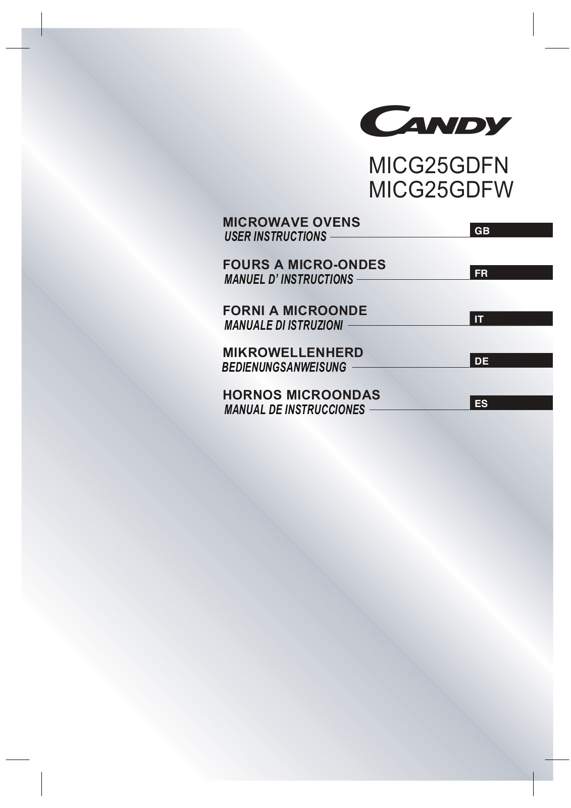 Candy MICG 25 GDFW User Manual