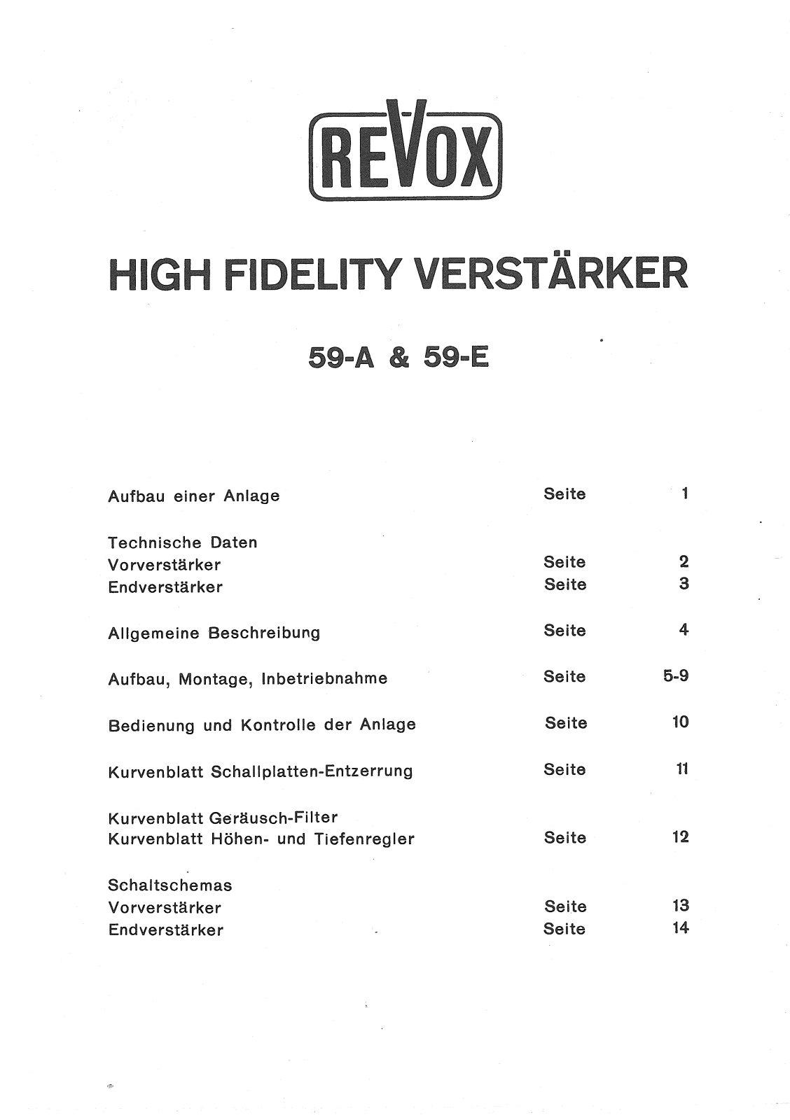 Revox Model-59 Owners manual