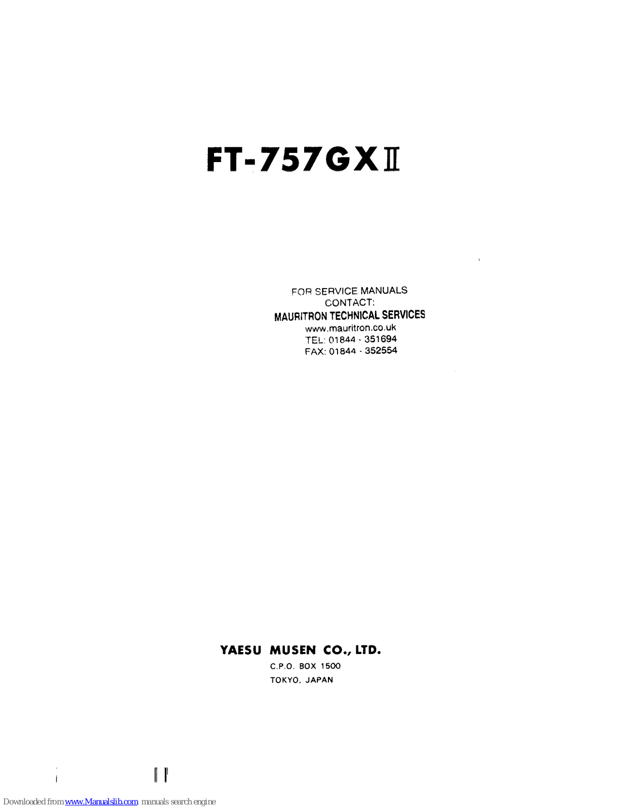 Yaesu FT-757GX II - TECHNICAL, FT-757GX II Supplement Manual