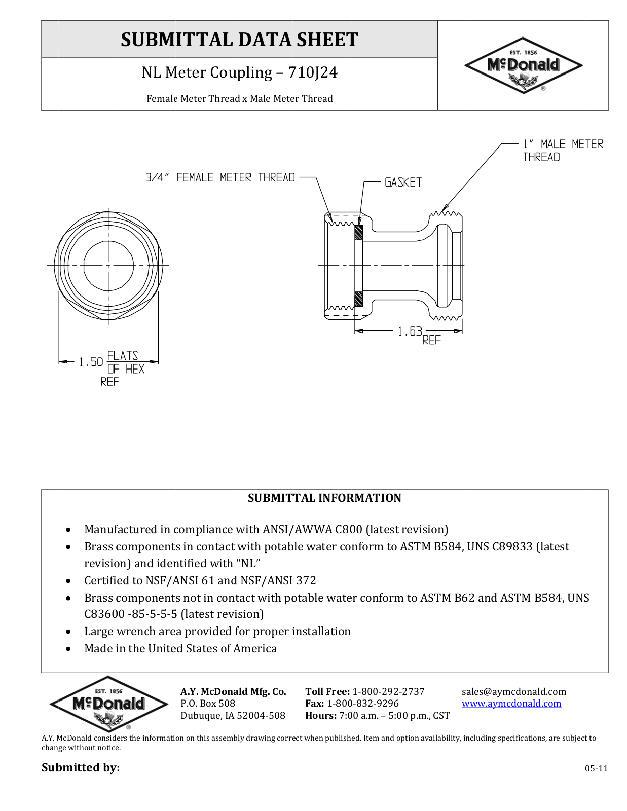 A.Y. McDonald 710J24 User Manual