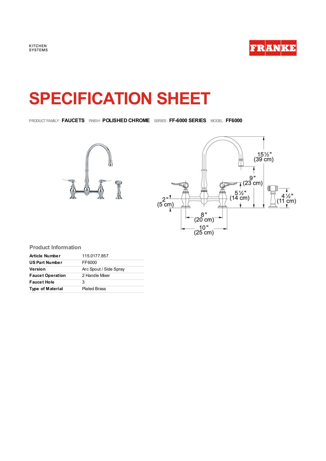 Franke Foodservice FF6000 User Manual