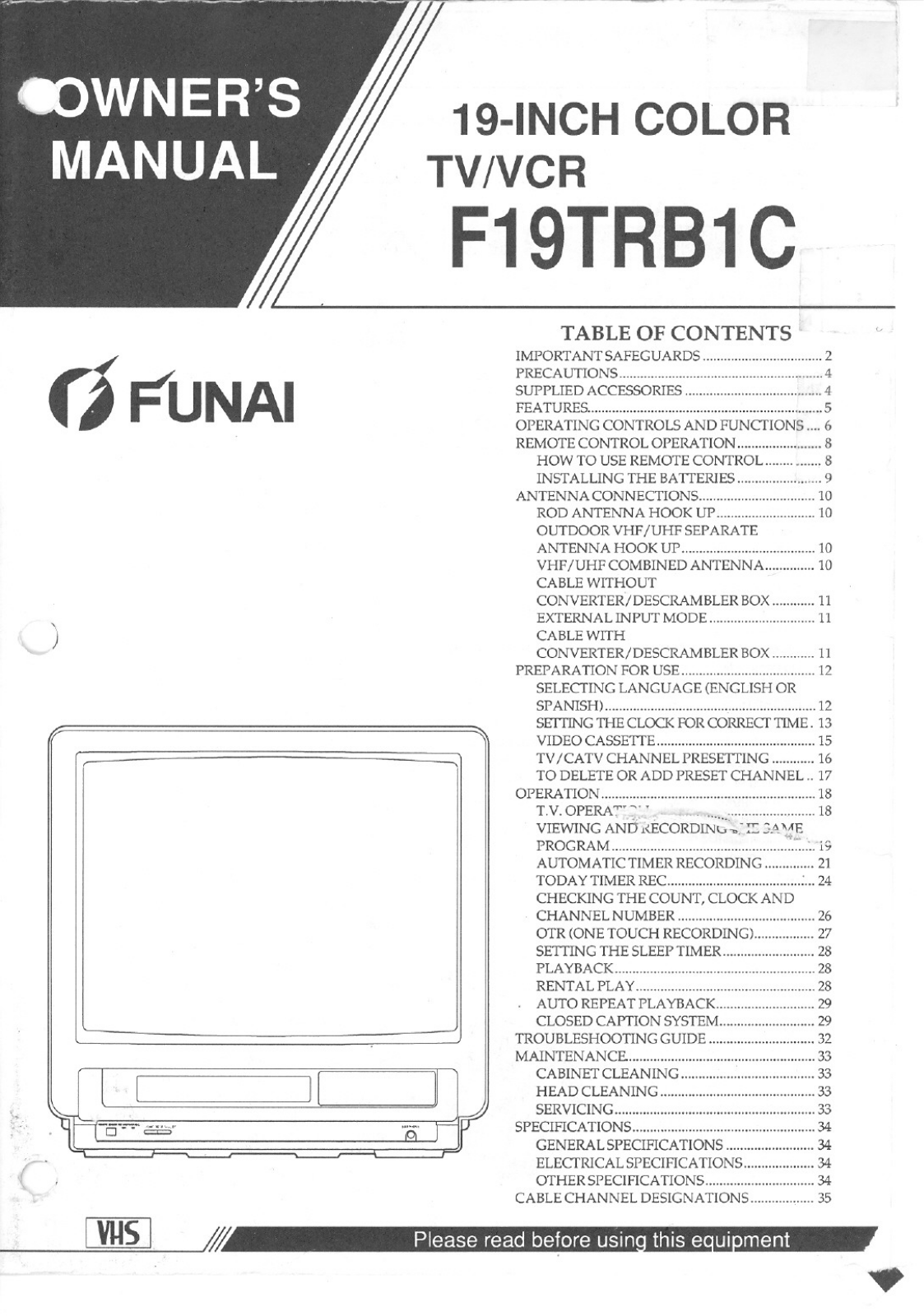 Funai F19TRB1C User Manual