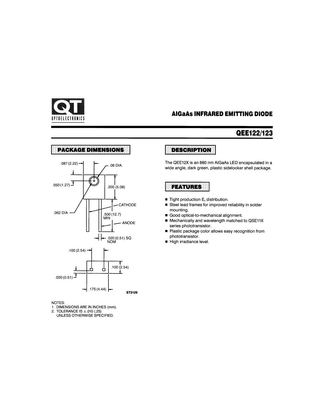 QT QEE122, QEE123 Datasheet