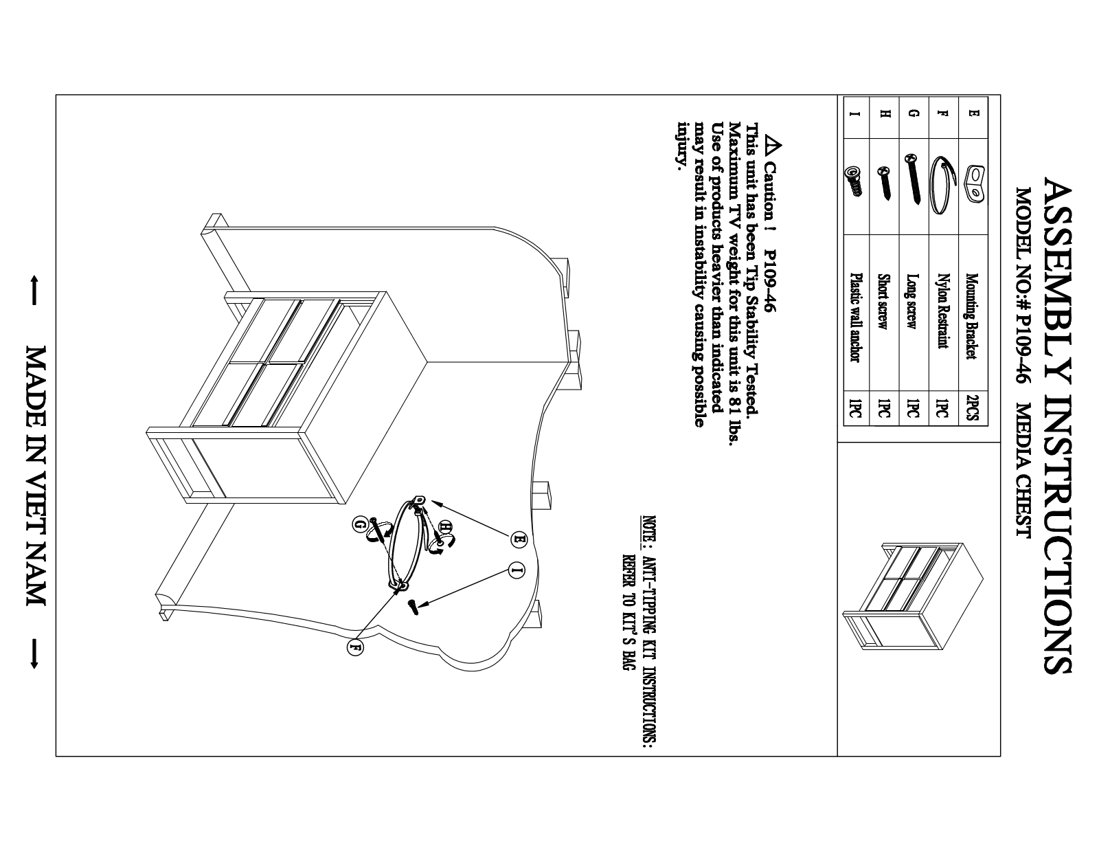 Progressive Furniture P10946 Assembly Guide