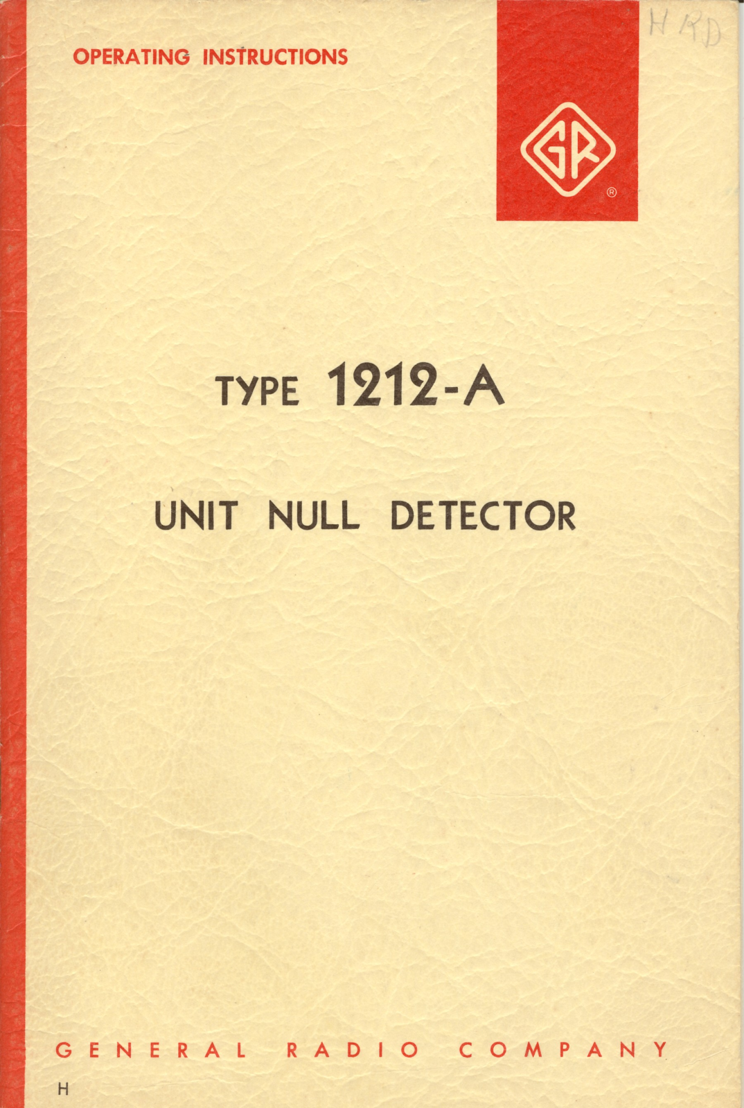 General Radio Company 1212-A Service manual