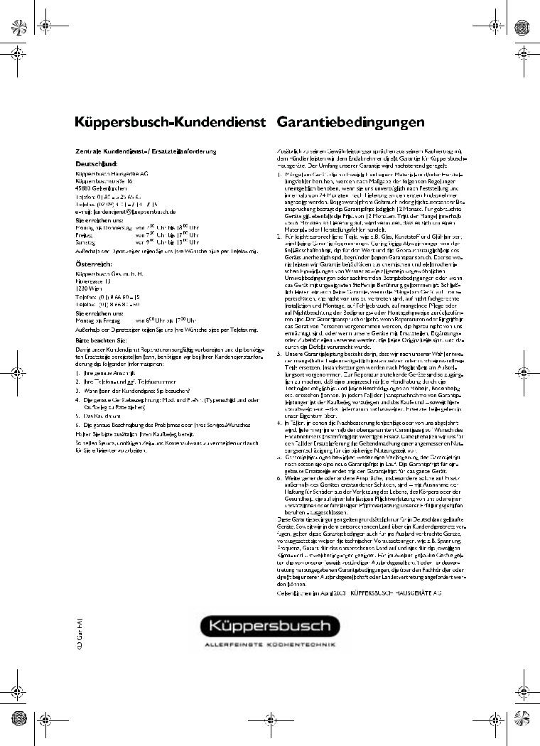 Küppersbusch IKU 158-5, IKU 1584, IKU1686, IKU1586 User Manual