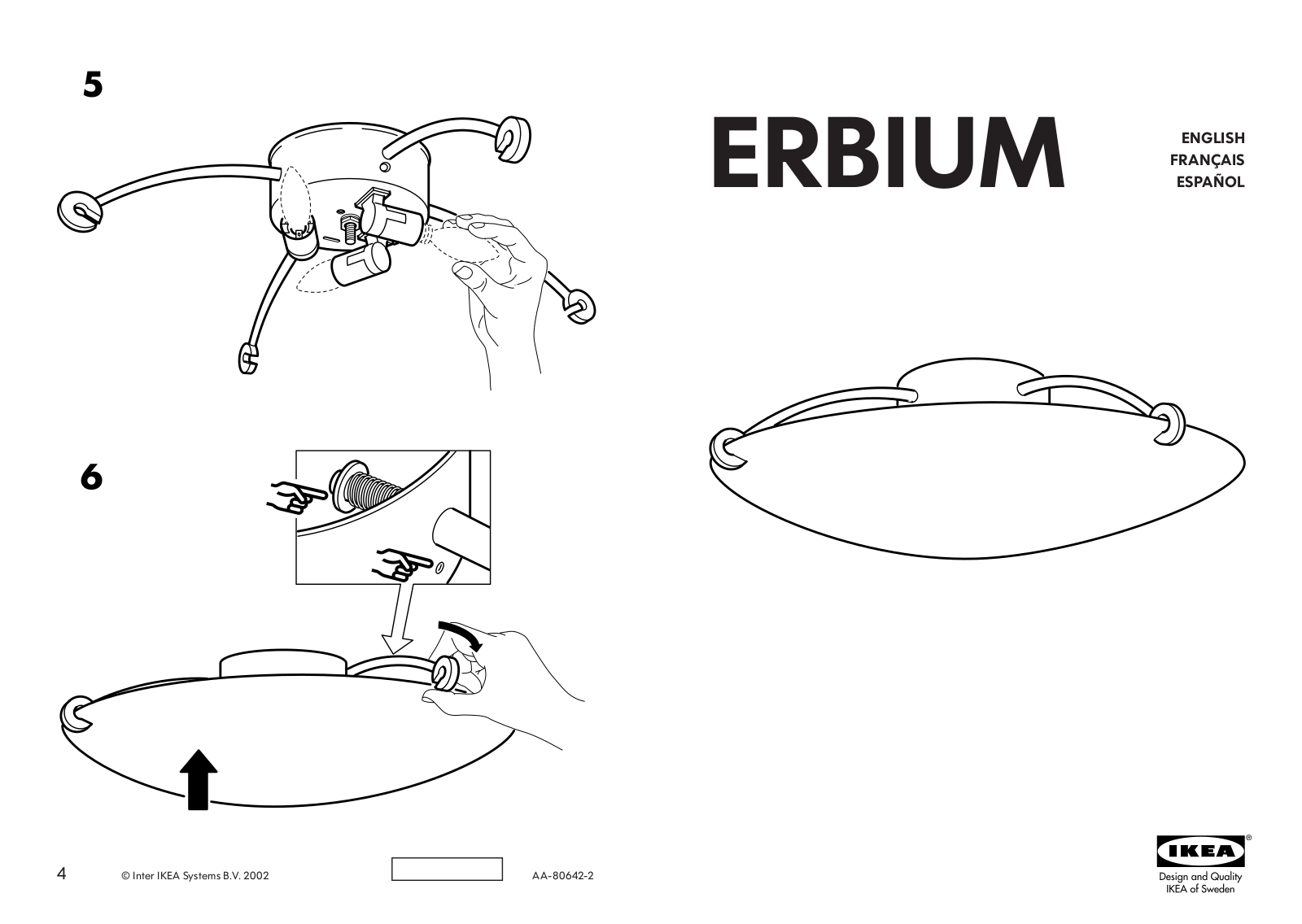 IKEA ERBIUM CEILING LAMP User Manual