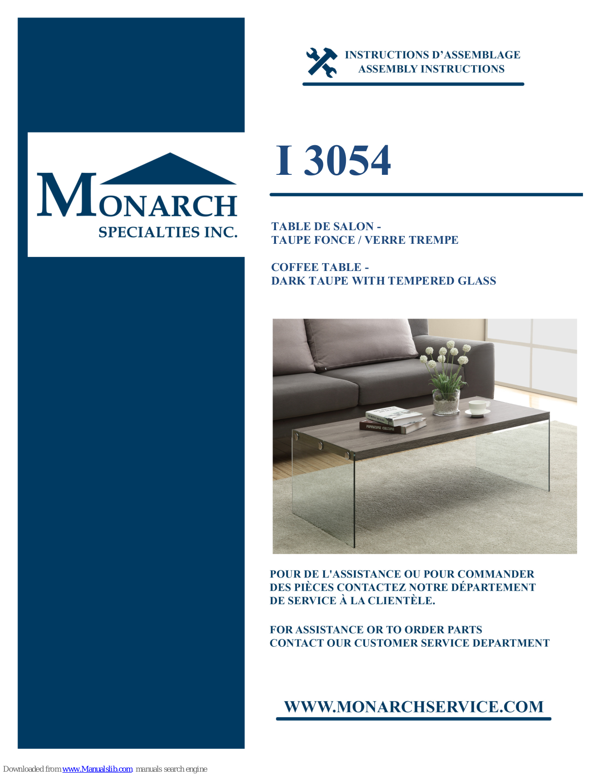 Monarch Specialties I 3054 Assembly Instructions Manual