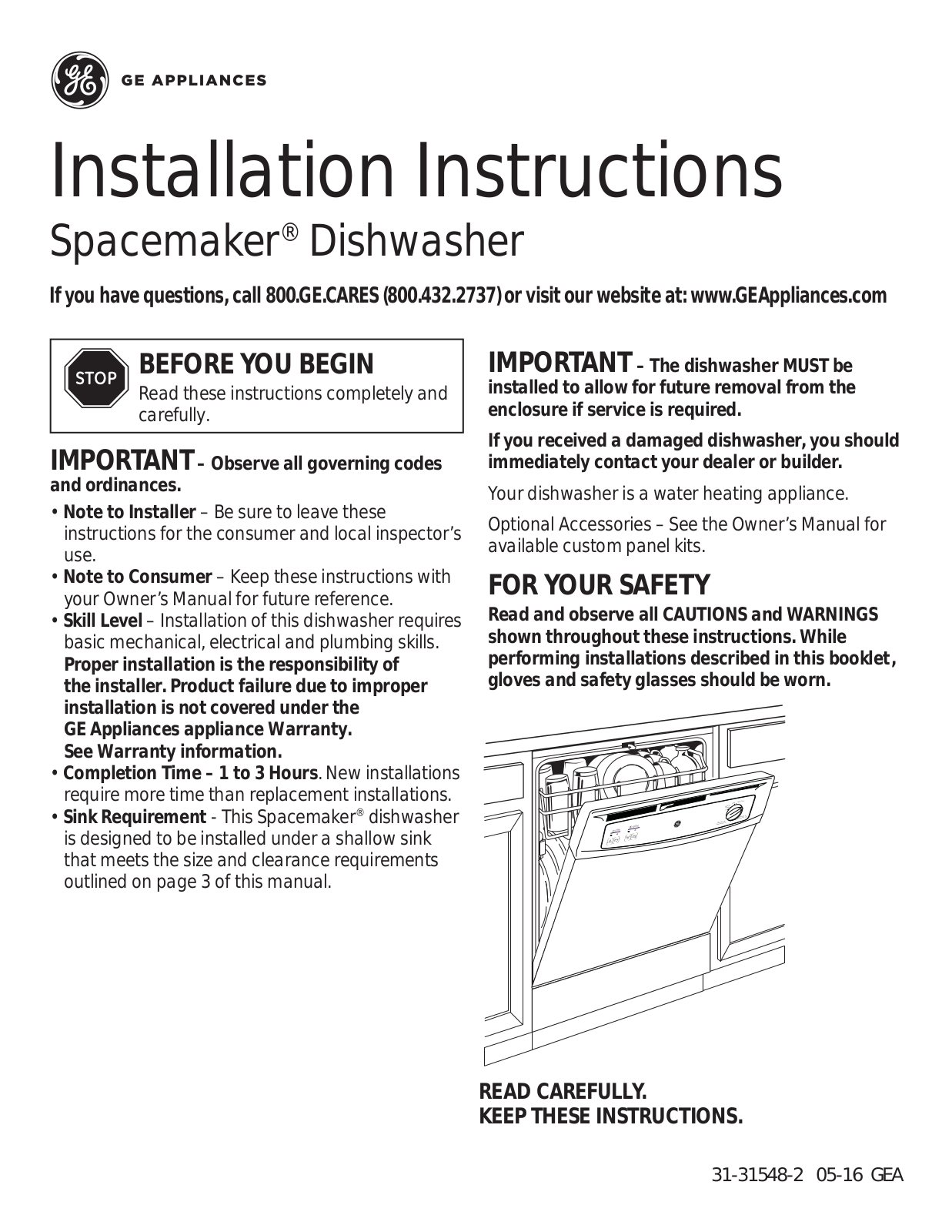 GE GSM2200VBB, GSM2200VWW Installation Guide