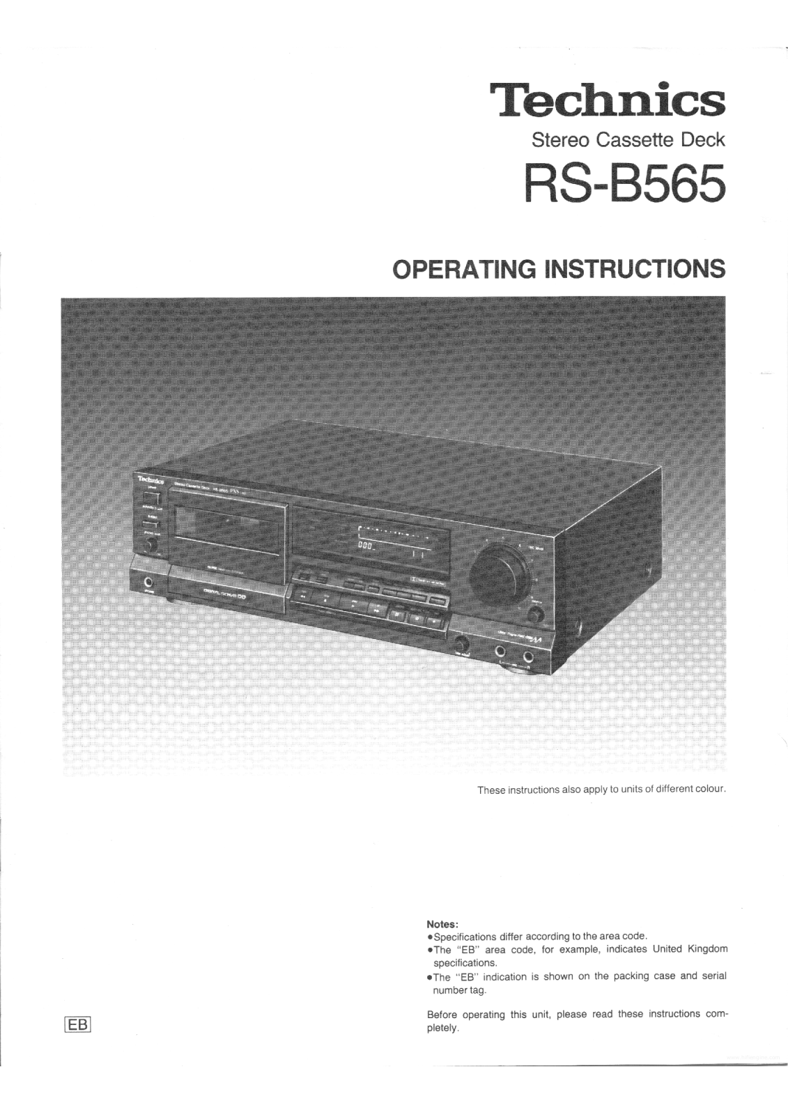 Technics RS-B565 User Manual
