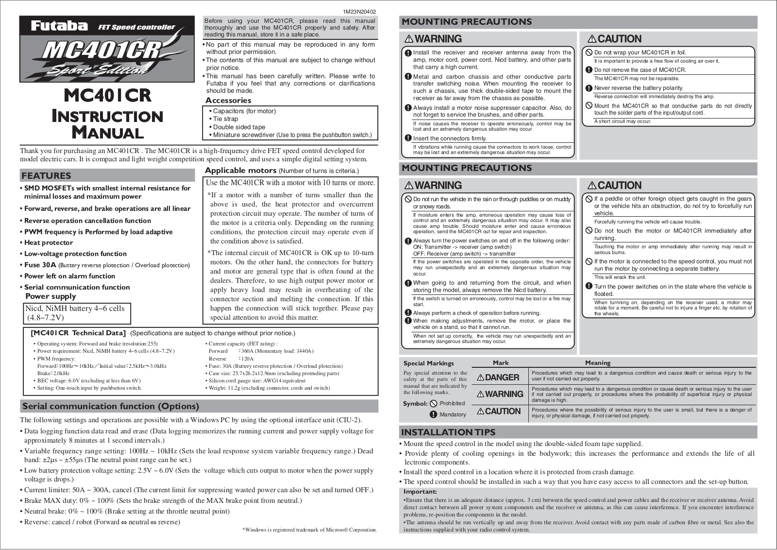 Futaba MC401CR User Manual