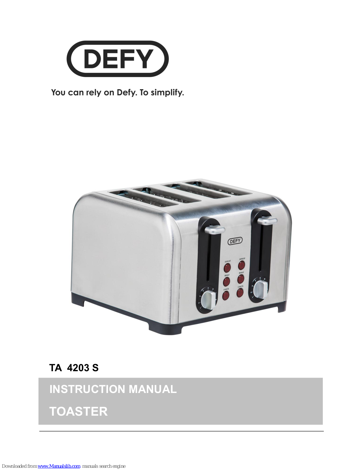 Defy TA 4203 S Instruction Manual