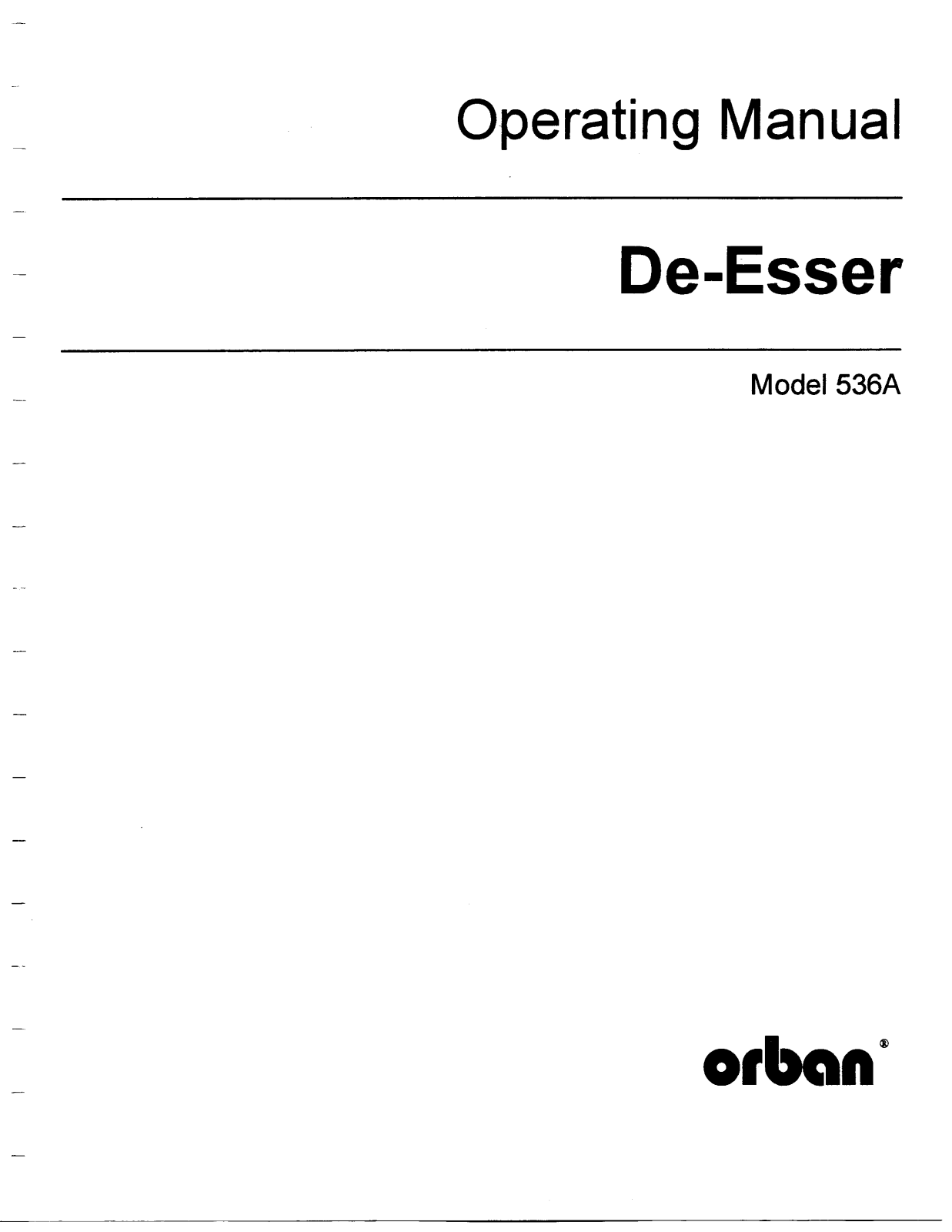 Orban 536A Service manual