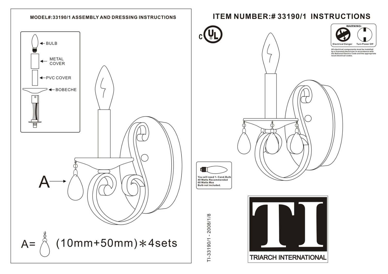 Triarch 33190-1 User Manual