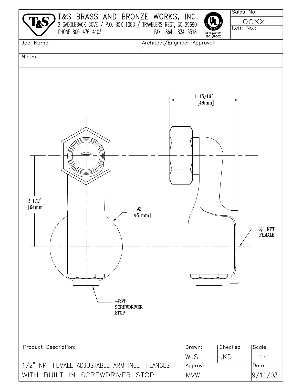 T&S Brass 00XX User Manual