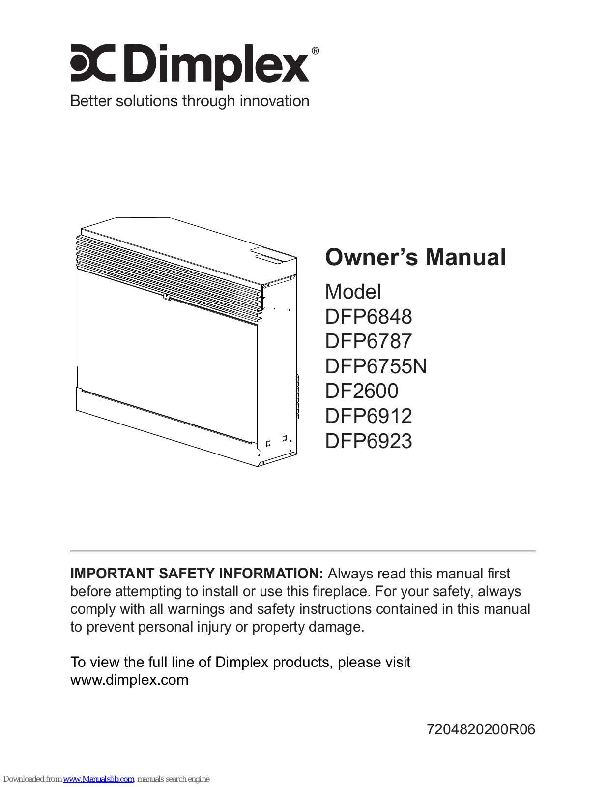 Dimplex DFP6848, DFP6787, DFP6755N, DFP6923, DF2600 Owner's Manual