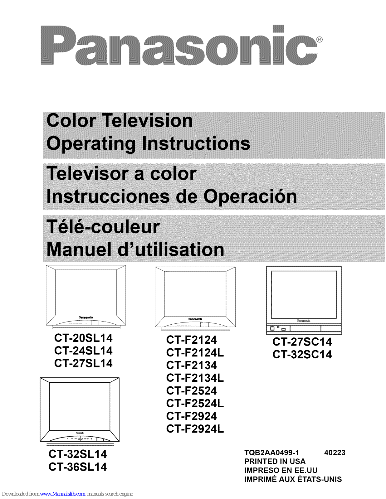 Panasonic CT-F2124L, CT-F2924L, CT-20SL14, CT-24SL14, CT-27SL14 User Manual - ManualMachine.com