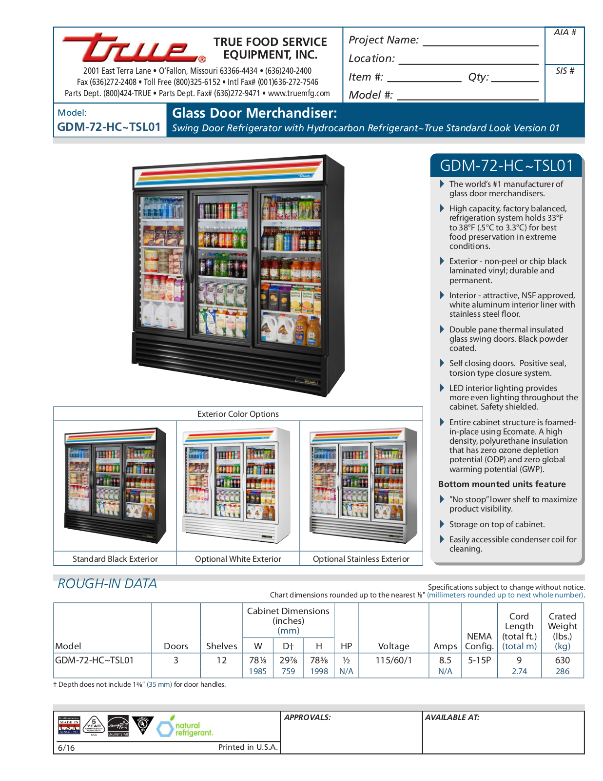 True GDM-72-HC~TSL01 User Manual