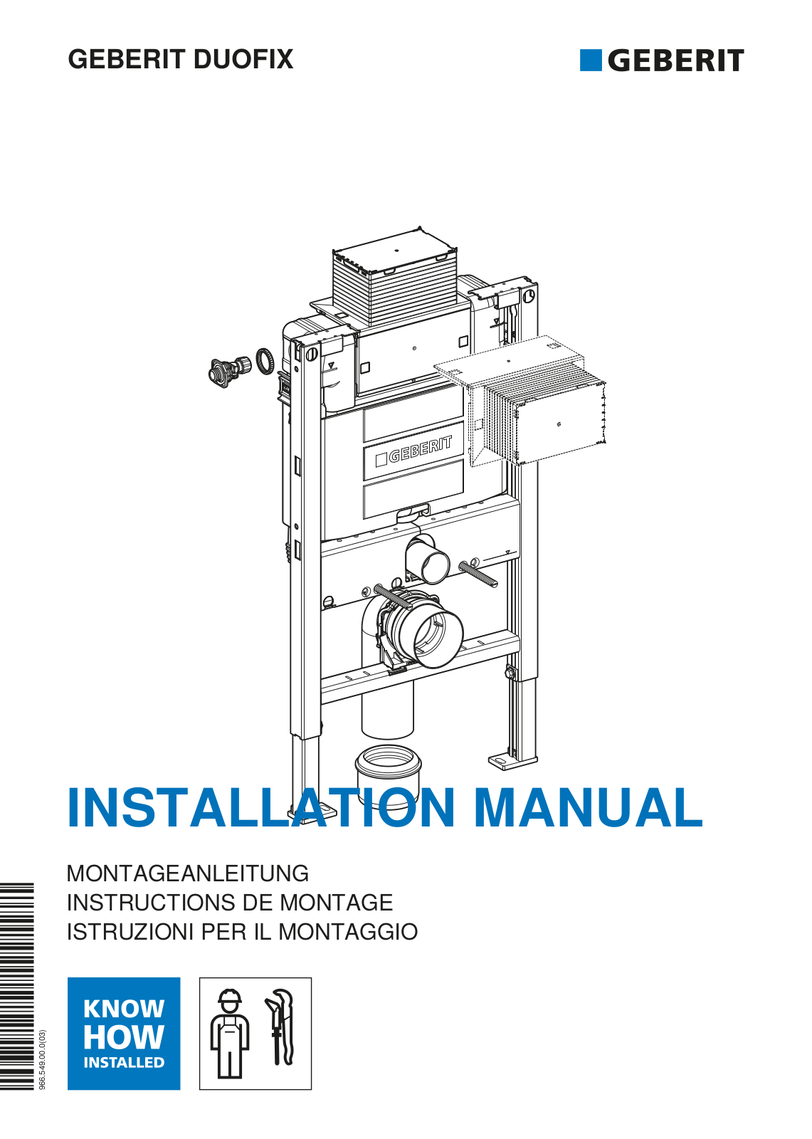 Geberit 111.030.00.1, 111.003.00.1 INSTALLATION MANUAL