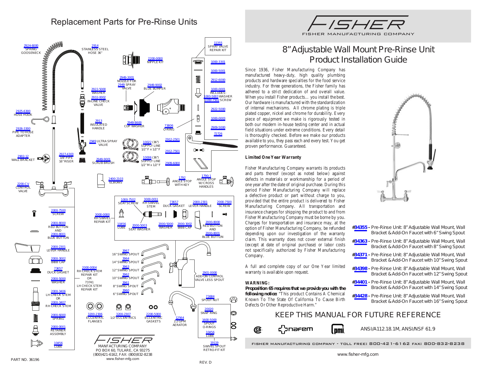 Fisher 74393 Parts Manual