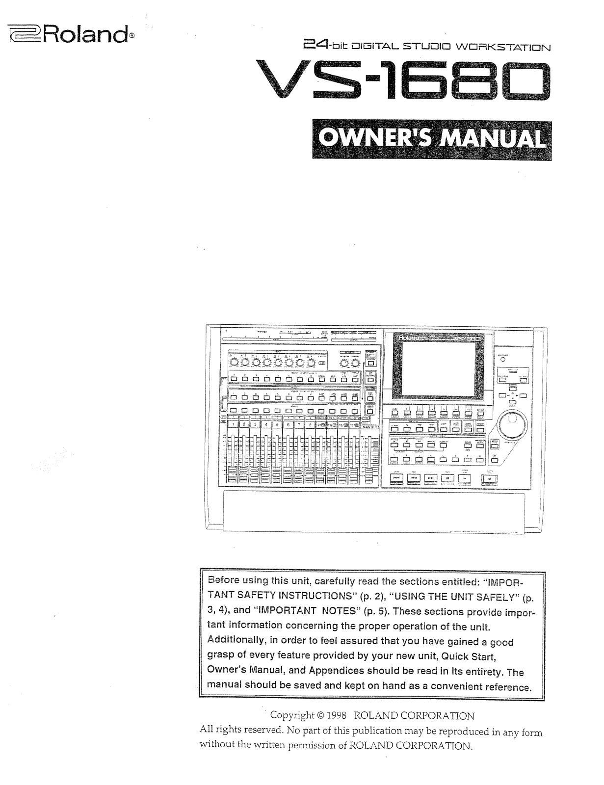 Roland Corporation VS-1680 Owner's Manual