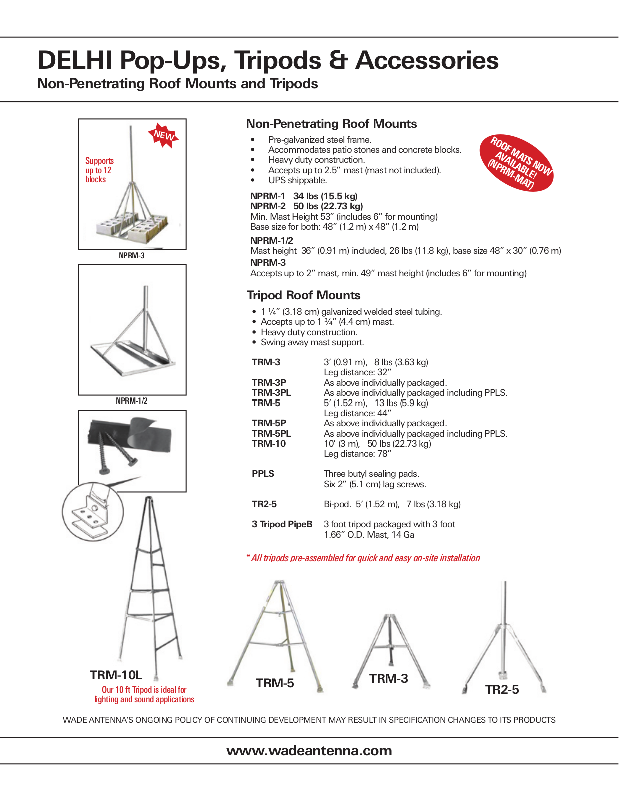 Wade Antenna Tripods  NPRMS User Manual