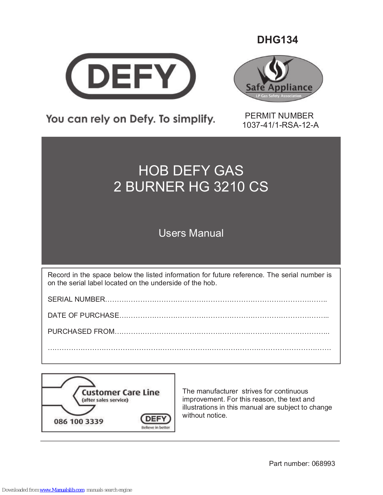 Defy HG 3210 CS User Manual