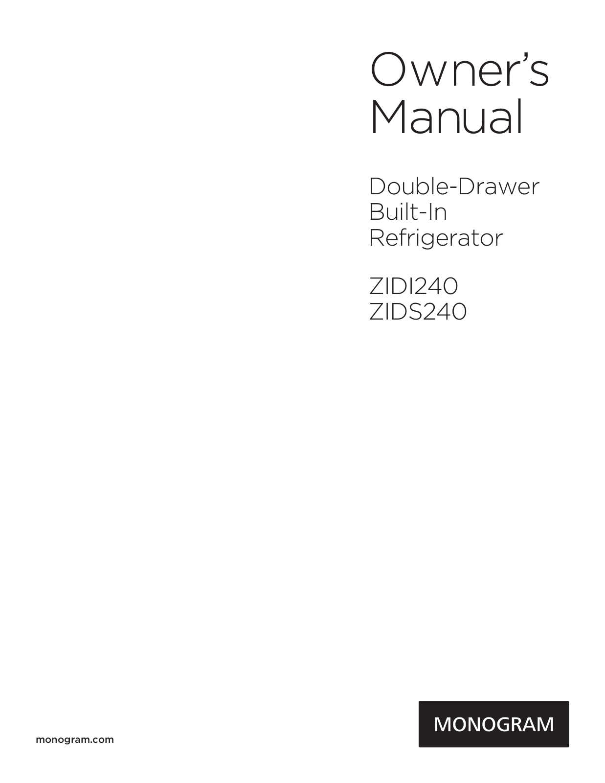 Ge ZIDS240, ZIDI240 User Manual