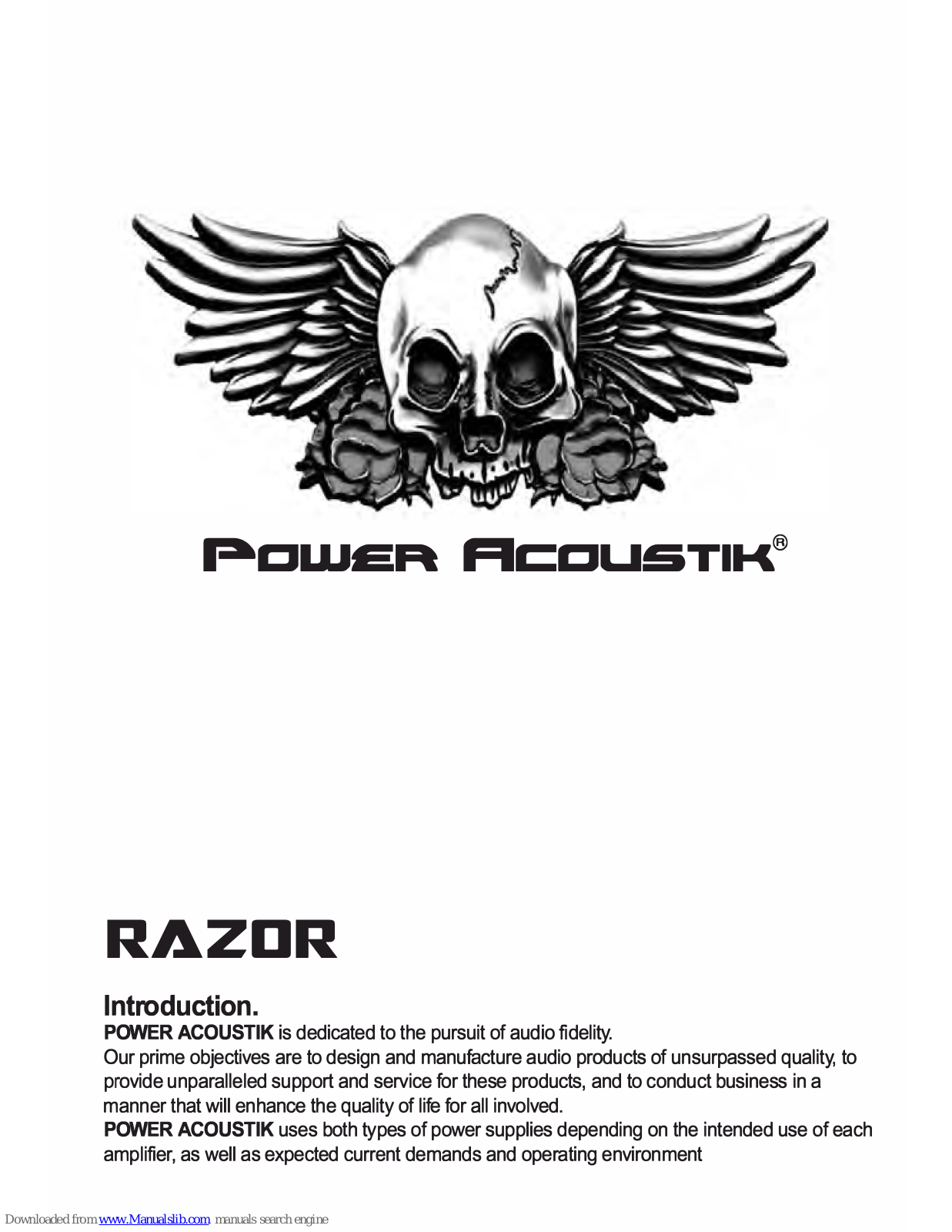 Power Acoustik RAZOR RZ1-1500D, RAZOR RZ1-2300D, RAZOR RZ4-1200D, RAZOR RZ4-2000D Instruction Manual