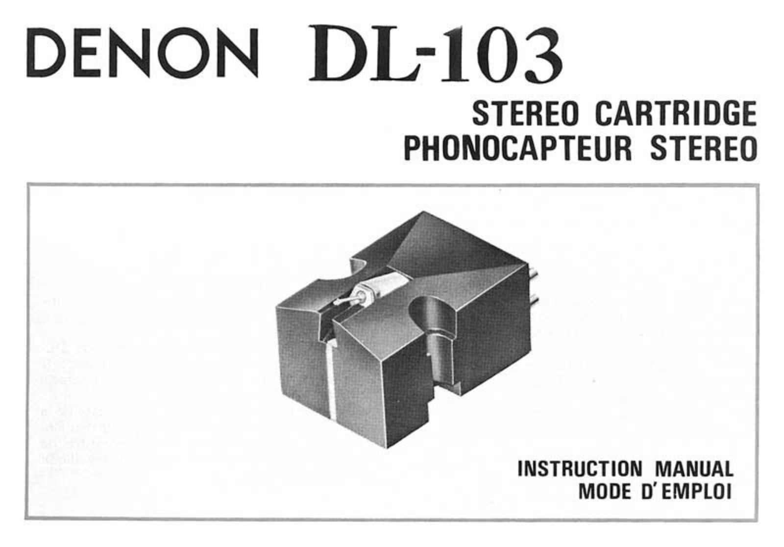 Denon DL-103 Owners Manual