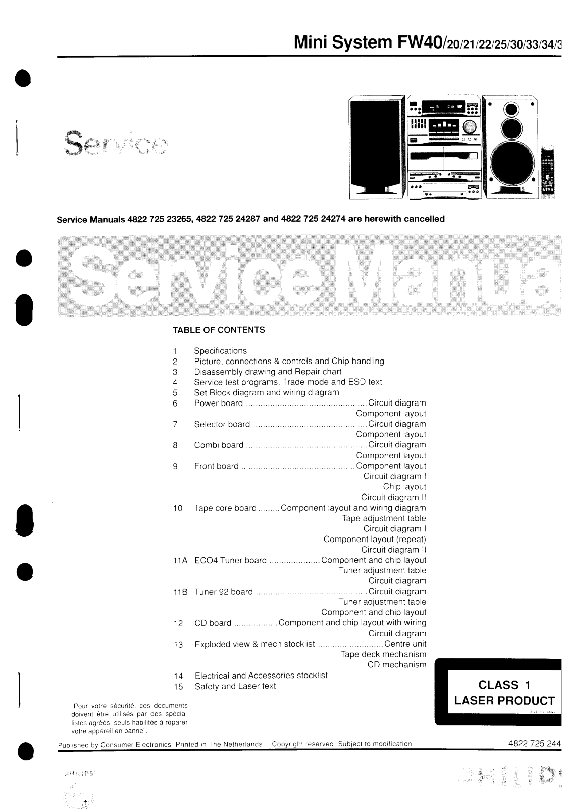 Philips FW-40 Service manual