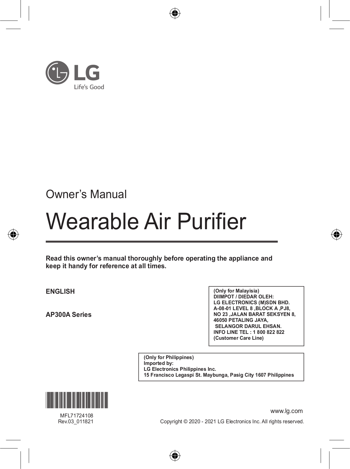 LG AP300AWFA Manual book