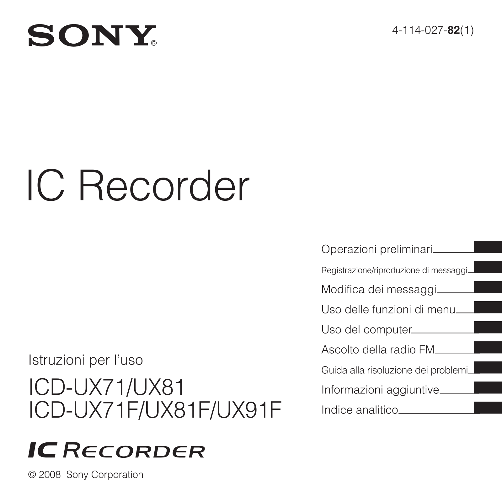 Sony ICD-UX71, ICD-UX81F, ICD-UX91, ICD-UX91F User Manual