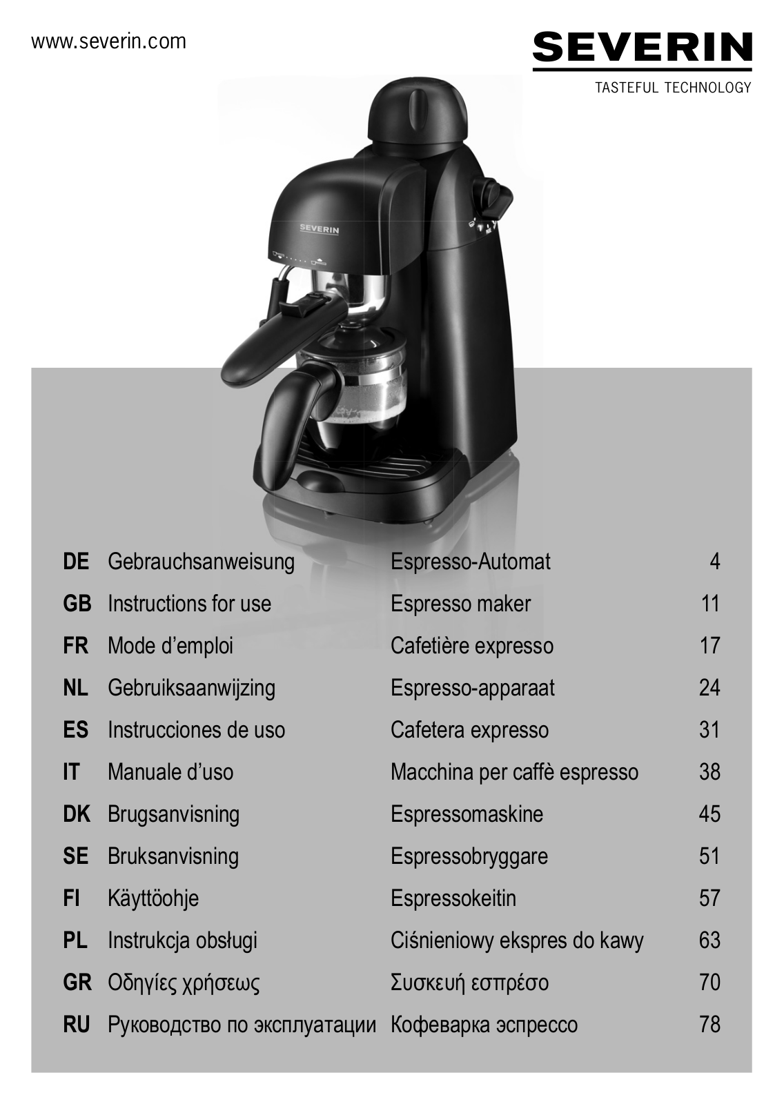 Severin KA 5978 operation manual