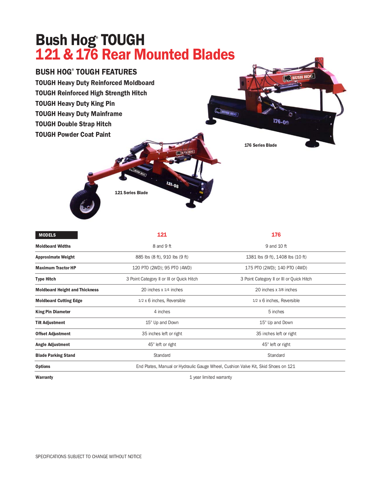 Bush Hog 121, 176 User Manual