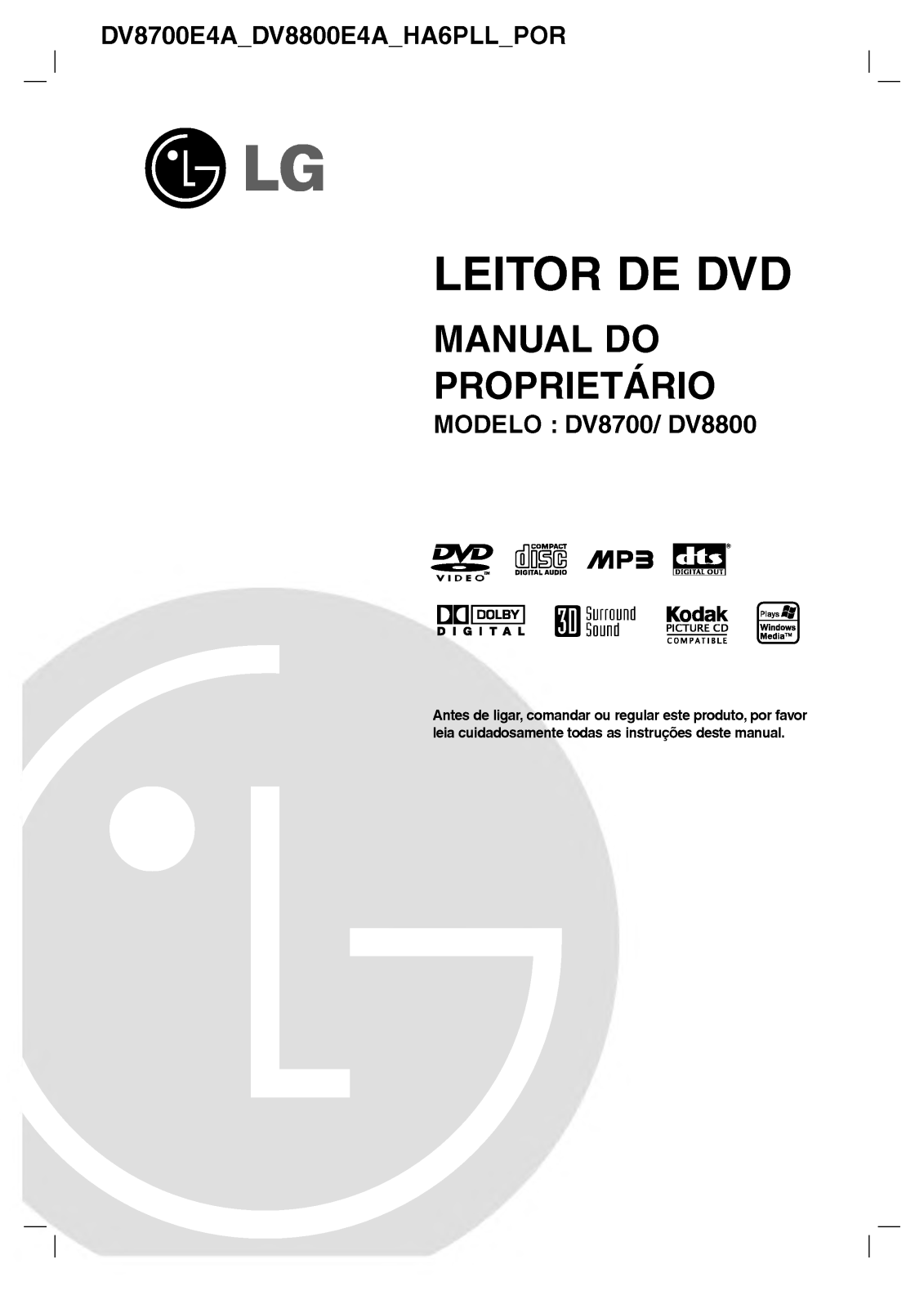 Lg DV8700 User Manual