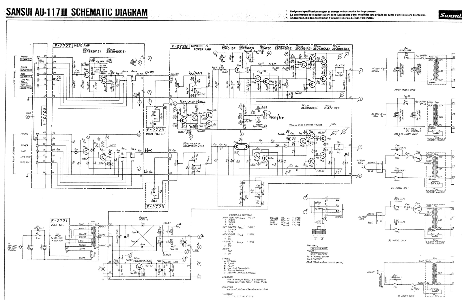 Sansui AU-117 Schematic