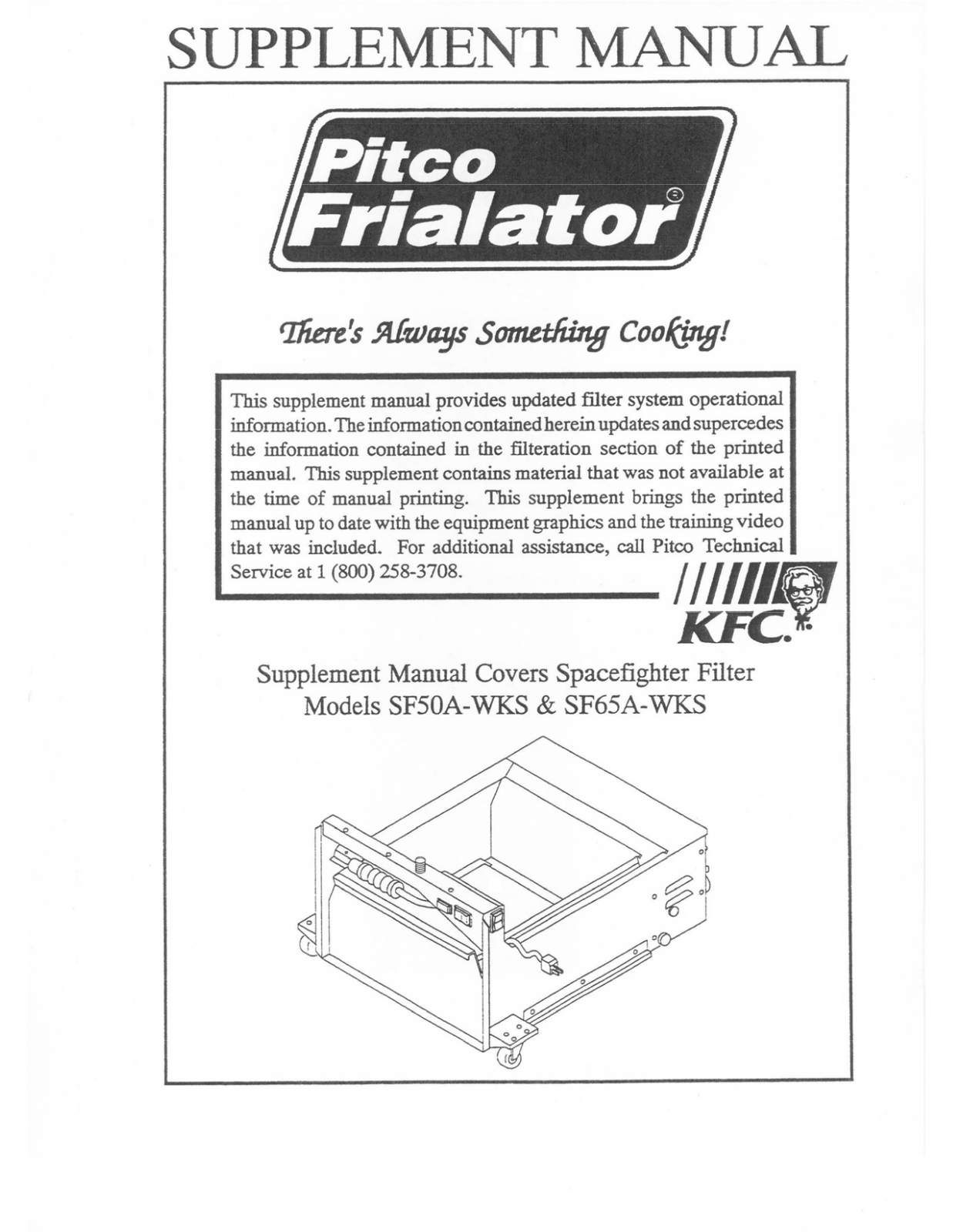 Pitco SF50A-WKS Installation Manual