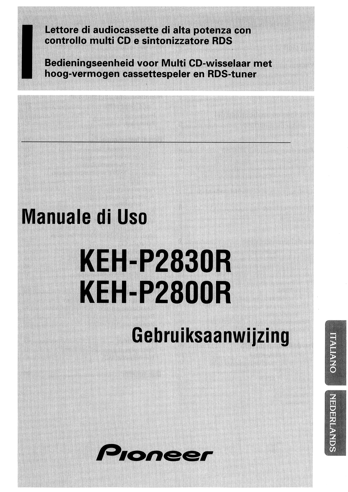 Pioneer KEH-P2800R, KEH-P2830R User Manual