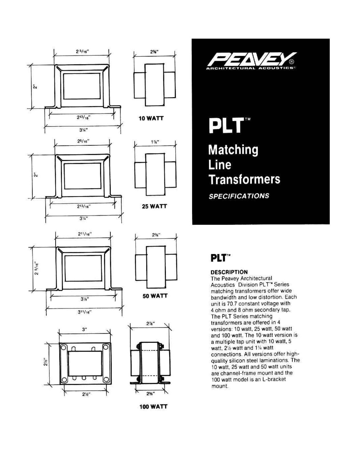 Peavey PLT Specifications - ManualMachine.com