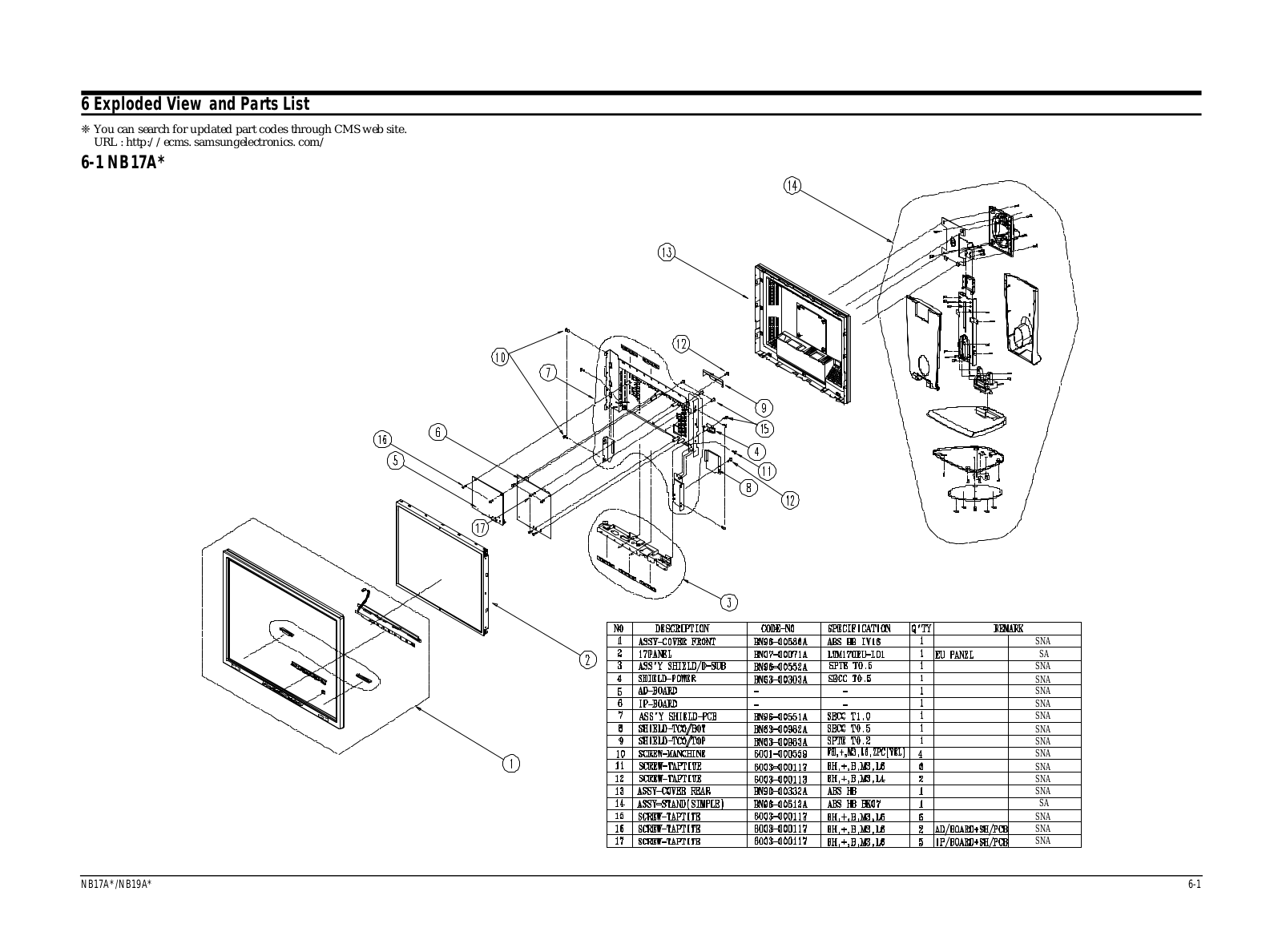 SAMSUNG NB17ASHS_EDC Service Manual Exploded View