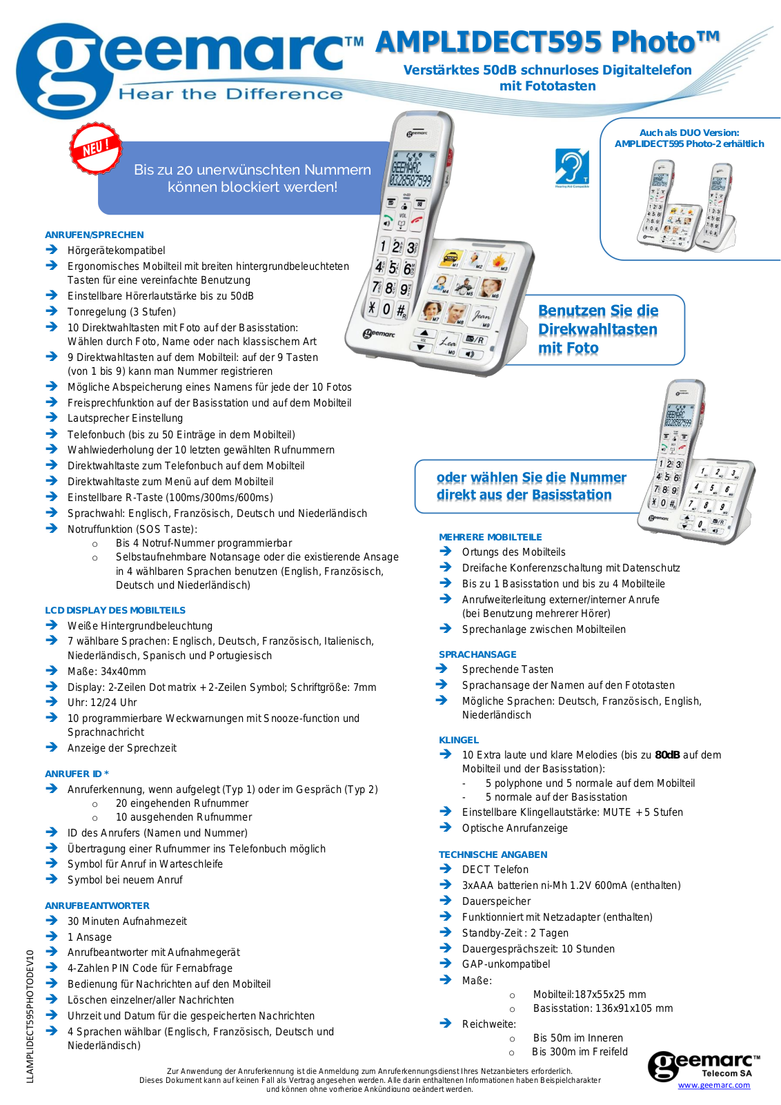 Geemarc AMPLIDECT595 Photo User Manual