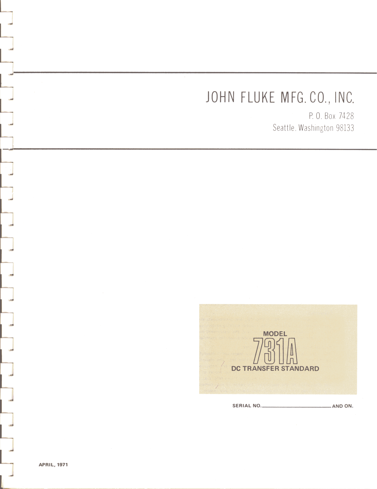 Fluke 731A Service manual