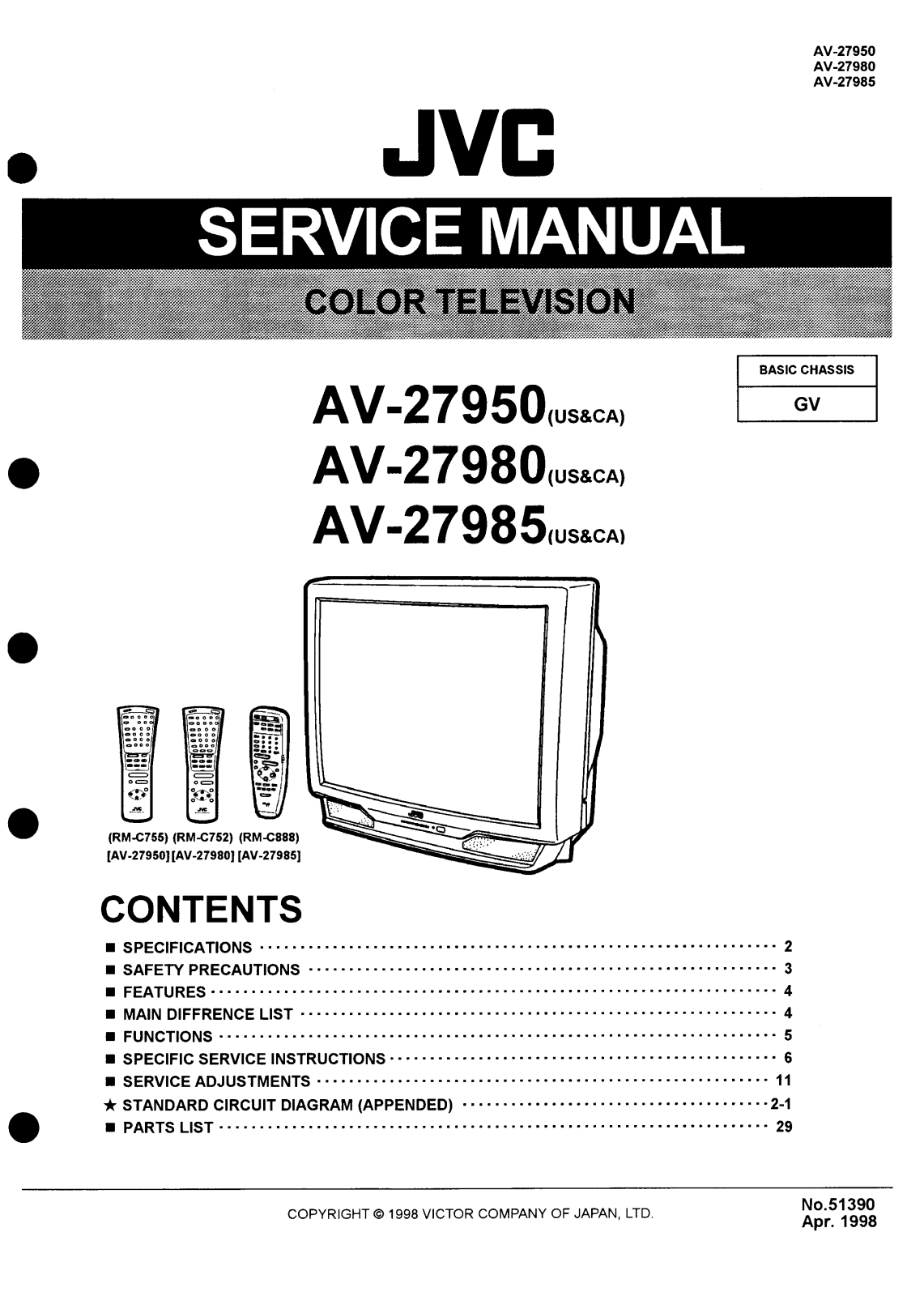 JVC AV-27950 Service Manual