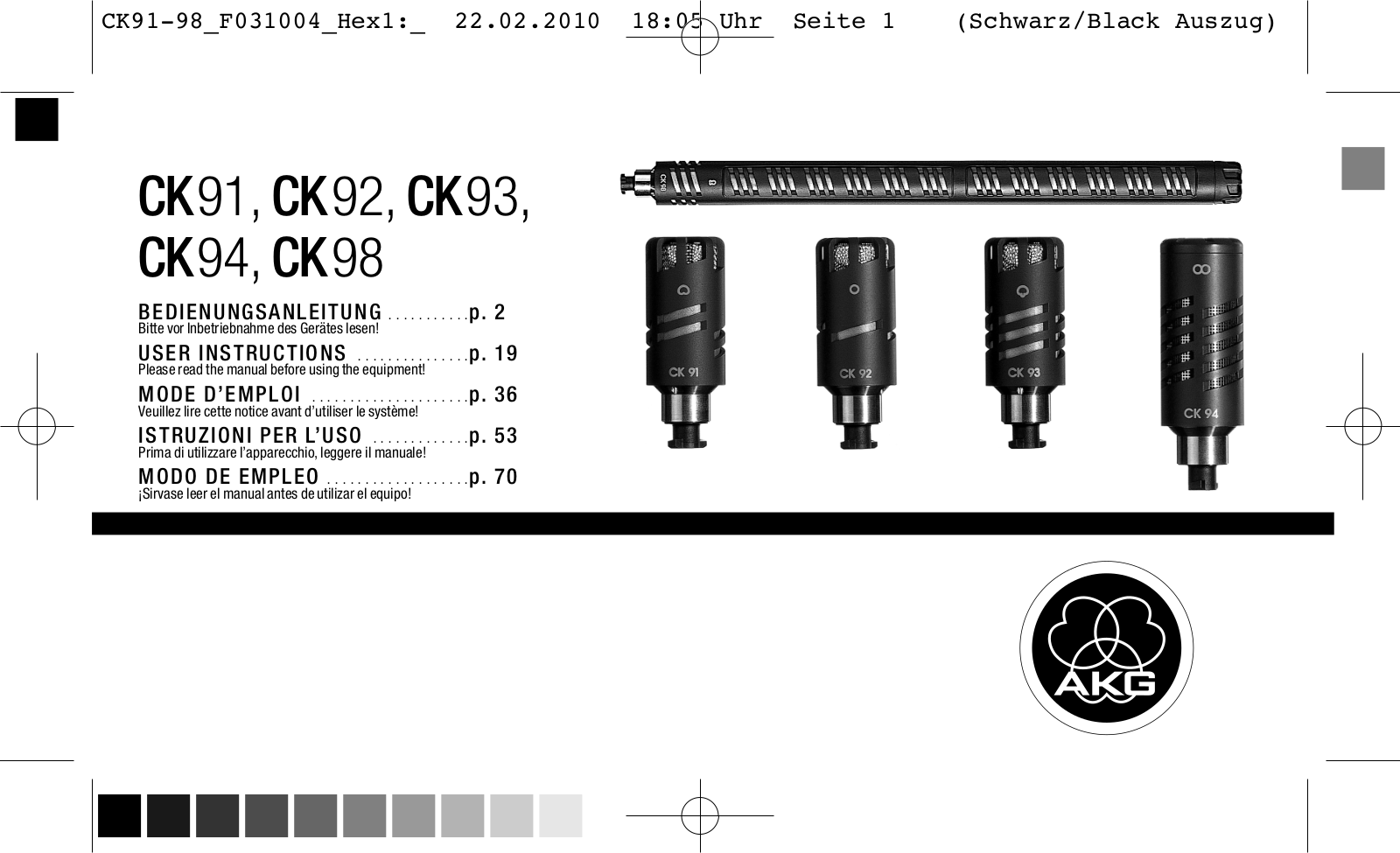 AKG CK 91, CK 94, CK 93, CK 92, CK 98 User Manual