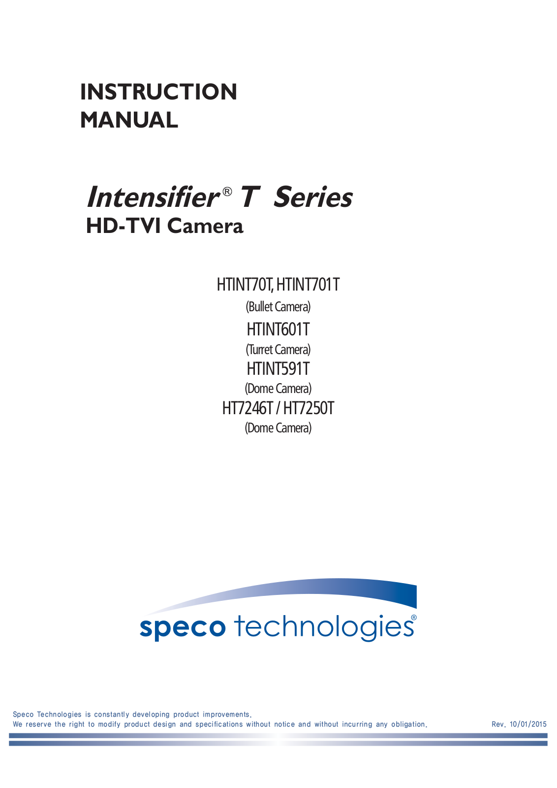 Speco Technologies HTINT601T, HT7246T, HTINT70T User Manual