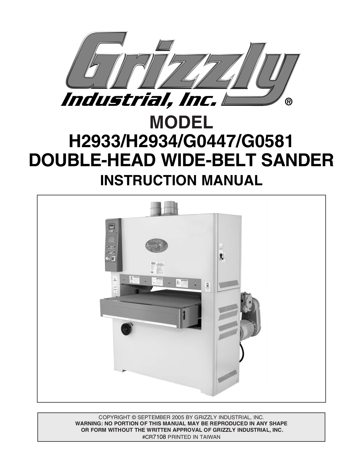 Grizzly G0581, H2933 User Manual 2